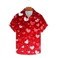 thumbnail image 1 of Fewfanhot Mens Shirts Valentines Day Shirt Heart Print Button Down Collared Short Sleeve Hawaiian Shirt, 1 of 5