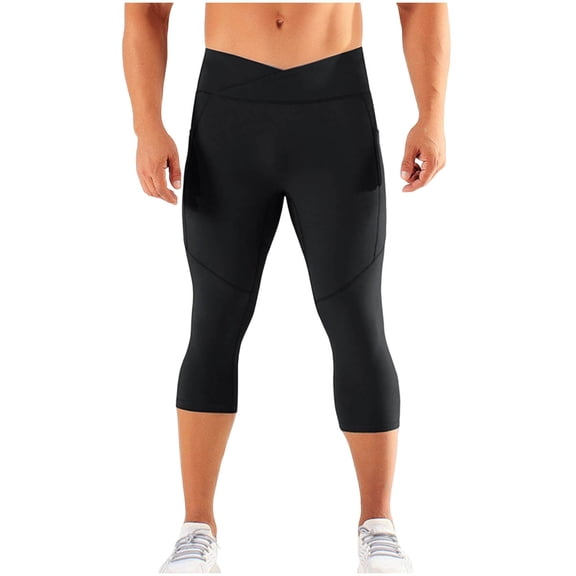Fewfanhot Mens Sweat Pants Workout Leggings Tummy Control Butt Lifting Legging Soft Gym Yoga Pants