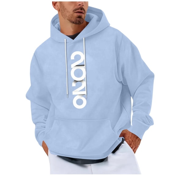 Fewfanhot Mens Sweatshirt 2026 Graphic Drawstring Pullover Hoodies Long Sleeve Hooded Sweatshirt Tops