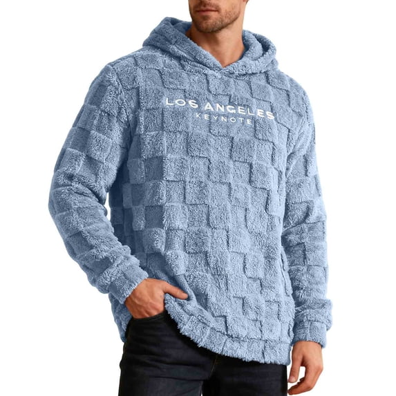 Fewfanhot Mens Sweatshirts Graphic Fuzzy Sherpa Pullover Hoodie Long Sleeve Winter Fleece Hooded Sweatshirt