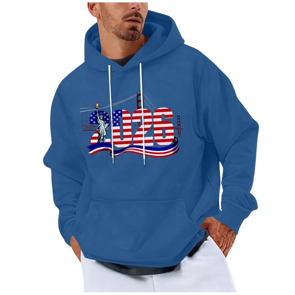 Fewfanhot Mens Sweatshirts Graphic Hoodies for Men Happy New Years Printed Long Sleeve Pocket Pullover Sweatshirts