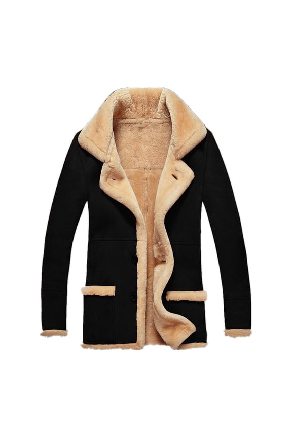 Mens Sweatshirts Lapel Collar Fleece Button-Up Flannel Vintage Button Jacket Coats