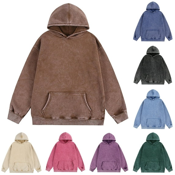 Fewfanhot Mens Sweatshirts Oversized Fleece Vintage Cotton Sweatshirt Men Women Streetwear