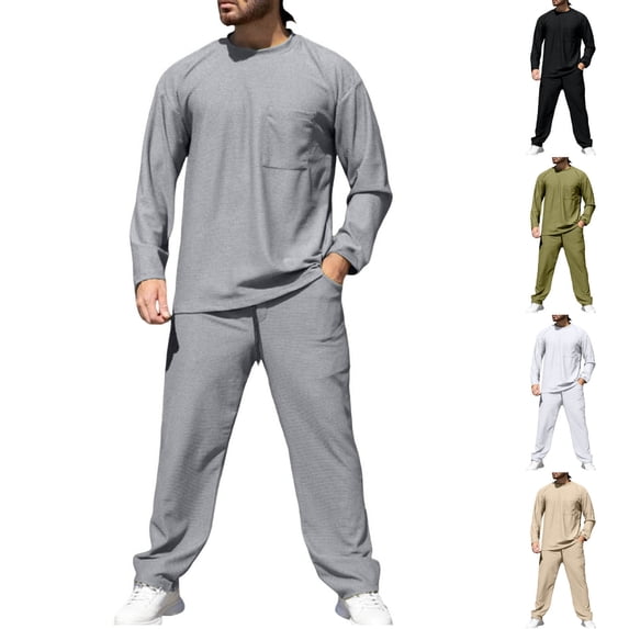 Fewfanhot Mens Sweatsuit Tracksuit 2 Piece Long Sleeve Pullover Jogging Track Suit Athletic Casual Sweatsuit