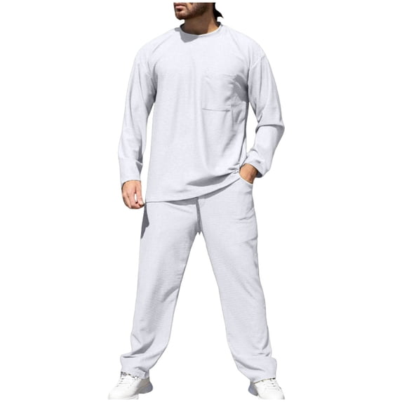 Fewfanhot Mens Sweatsuit Tracksuit 2 Piece Long Sleeve Pullover Jogging Track Suit Athletic Casual Sweatsuit