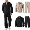 thumbnail image 1 of Fewfanhot Mens Sweatsuits 2 Piece Set 2 Piece Outfits Lounge Half Zip Lapel Oversized Sweatshirt Baggy Fall Fashion Sweatpants, 1 of 10