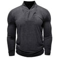 thumbnail image 1 of Fewfanhot Mens T Shirts Solid Color Bag Collar Pullover Outdoor Sports Golf Shirts Casual Long Sleeve Shirt, 1 of 7