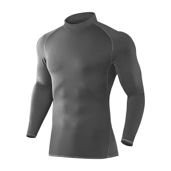 Fewfanhot Mens T-shirts Mock/Turtleneck Winter Sports Running Base Layer Top