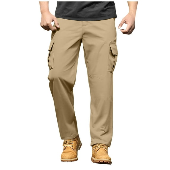 Fewfanhot Mens Work Pants Casual Cargo Sweatpants Waist Drawstring Joggers Tactical Loose Fit Pants for Men with Multi Pockets