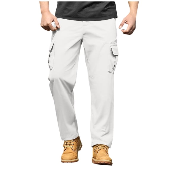 Fewfanhot Mens Work Pants Casual Cargo Sweatpants Waist Drawstring Joggers Tactical Loose Fit Pants for Men with Multi Pockets