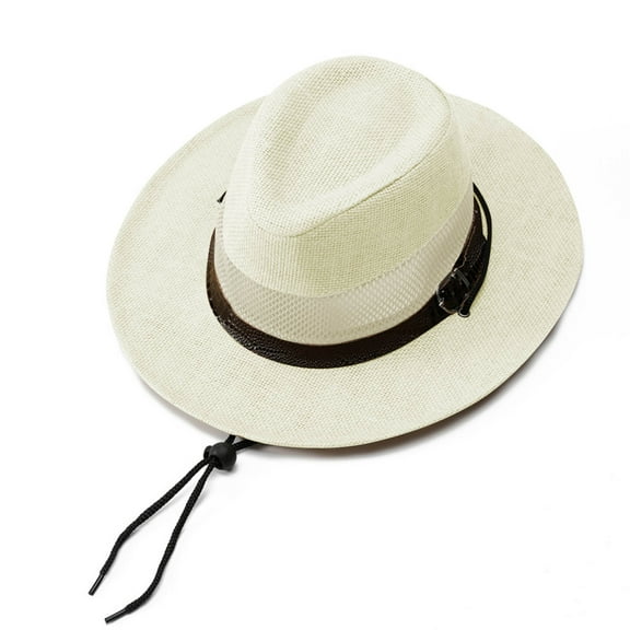 Fewfanhot Mens and Women Classic Jazz Hat Straw Hat Sun Beach Derby Panama Summer Hats Cowboy Hats