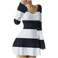 thumbnail image 1 of Fewfanhot Midi Dresses for Women Sweater Dresses Long Sleeve Color Block A Line Mini Dress Fall Spring Party Outfits, 1 of 5