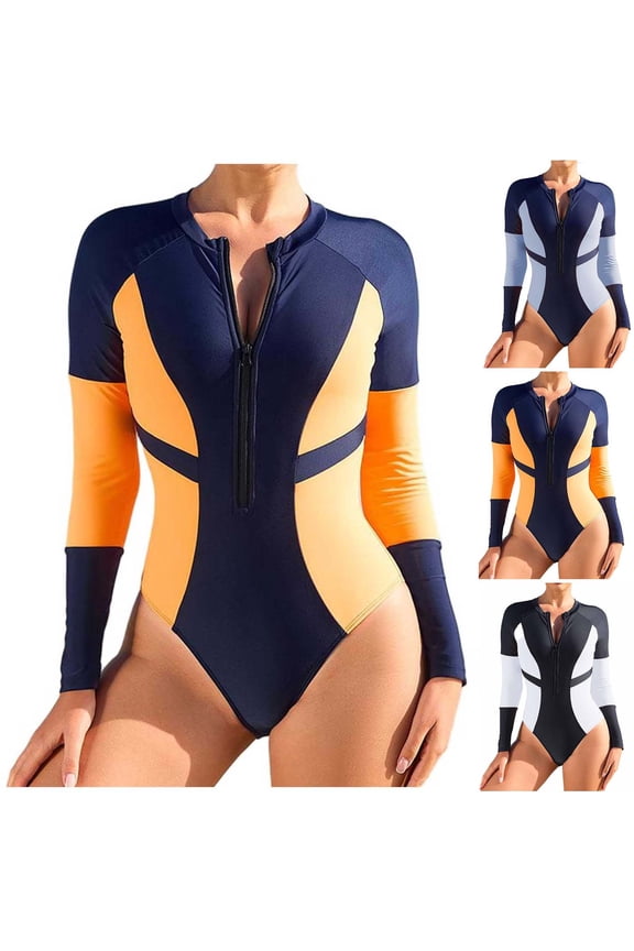 Modest Swimsuits for Women Long Sleeve Rash Guard Shirts for Women Full Zip Jackets Sun Protection Surfing Swimsuit