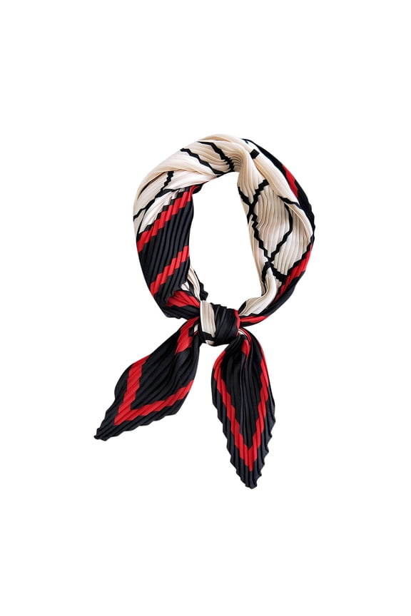 Neckerchief Scarf, Satin Silk Linen Pleated Scarf Narrow Head Wrap Scarf for Decoration, Braided Hair Tie Scarves for Women, Handbag Scarfs