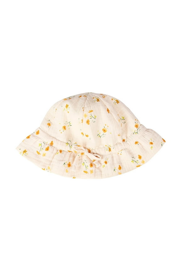Newborn Floral Sun Hat for Age 0-18 Month, Soft Cotton Adjustable Bucket Hat Breathable Thin Sun Protection Cap for Outdoor Daily Wear Shower Party Gift
