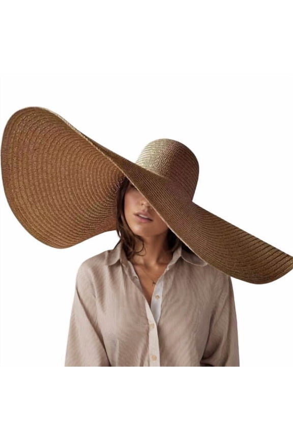 Fewfanhot Oversized Straw Hats for Women Floppy, Extra Large Sun Visor Hat Wide Brim Summer Roll Up Big Beach Hat Women Foldable