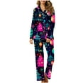 thumbnail image 1 of Fewfanhot Pajama Sets for Women 2 Piece Funny Christmas Graphic Print Set Casual Long Sleeve Shirts and Long Pants Outfits, 1 of 5