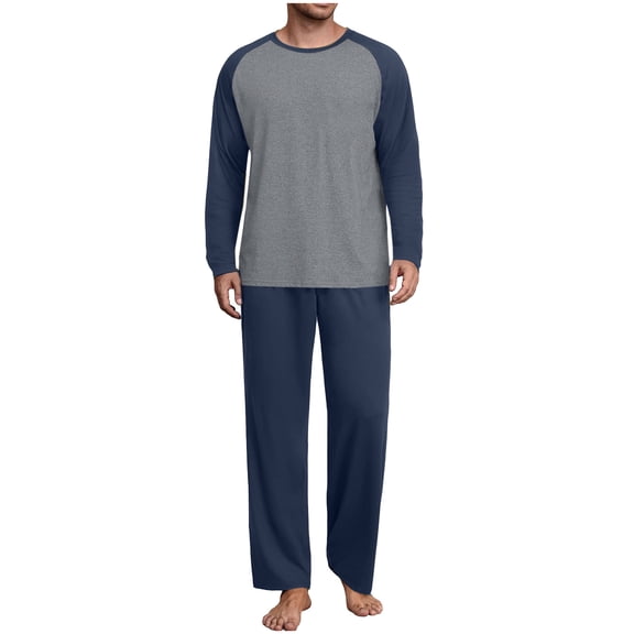 Fewfanhot Pajamas for Men Lightweight Nightwear Pjs Sleepwear Quick Dry Soft Comfy Long Sleeve Loungewear With Pocket