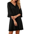 thumbnail image 1 of Fewfanhot Pajamas for Women 3/4 Sleeve Nightgown V Neck Lace Vintage Sleep Dress Nightshirt Elegant Sleeping Night Gown, 1 of 7