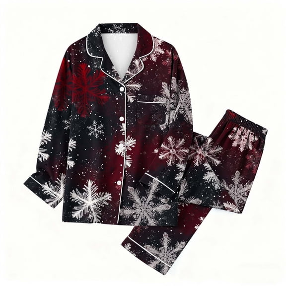 Fewfanhot Pajamas for Women Long Sleeve Button Down Sleepwear Holiday Matching Pjs Comfy Lounge
