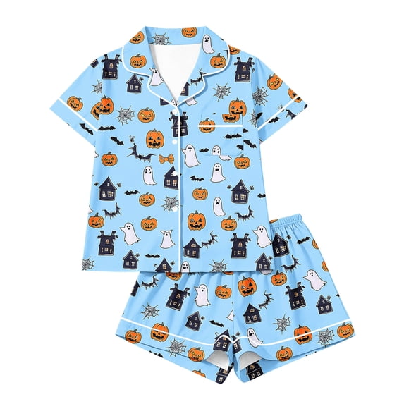 Fewfanhot Pajamas for Women Set Button Down Cute Sleepwear Soft 2 Piece Pjs Lightweight Notch Collar Tops with Ruffled Shorts Lounge Sets