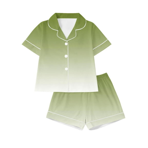 Fewfanhot Pajamas for Women Set Button Turndown Print Short Sleeve Shirt with Shorts Set PJs Loungewear