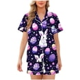thumbnail image 1 of Fewfanhot Pajamas for Women Set Short Sleeve Top and Shorts Loungewear 2 Pcs Set Button Down Sleepwear, 1 of 5
