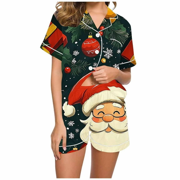 Fewfanhot Pajamas for Women Short Sleeve Pajama Set Button Down Sleep Set Shorts with Pockets Size