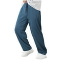 thumbnail image 1 of Fewfanhot Pants for Men Baggy Wide Leg Sweatpants Straight Casual Drawstring Elastic Waist Loose Pant Pocket, 1 of 9