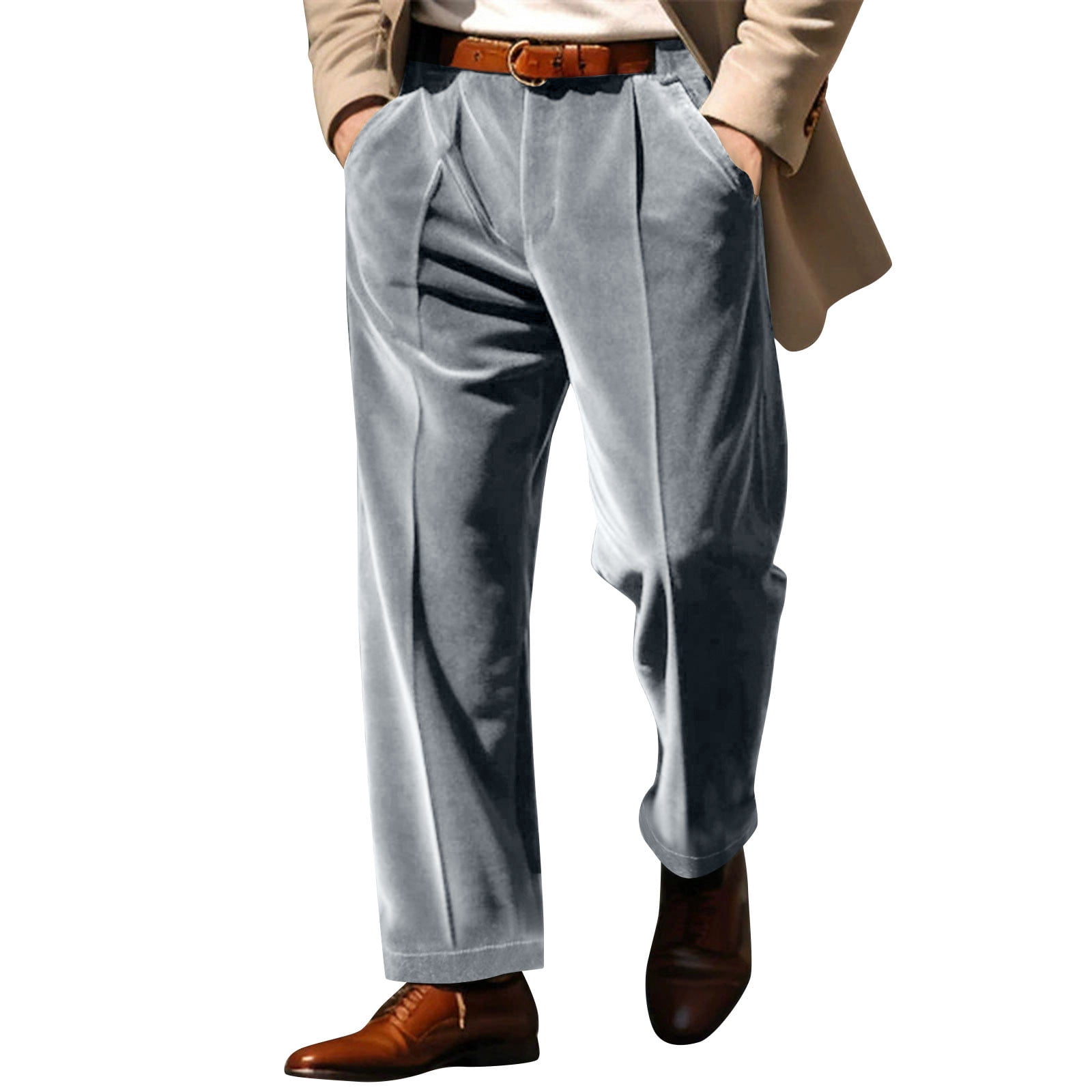Fewfanhot Pants for Men Velvet Wide Leg Work Pants High Waisted Dressy — free download