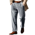 thumbnail image 1 of Fewfanhot Pants for Men Velvet Wide Leg Work Pants High Waisted Dressy Office Business Casual Pull On Trousers, 1 of 9