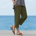 thumbnail image 1 of Fewfanhot Pants for Women Casual Summer Straight Leg Pants Side Slit Button Baggy Loung Pant with Pockets, 1 of 9