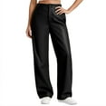 thumbnail image 1 of Fewfanhot Pants for Women High Waist Coated PU Button Straight Leather Black Leggings Wide Leg Pants with Pockets, 1 of 9