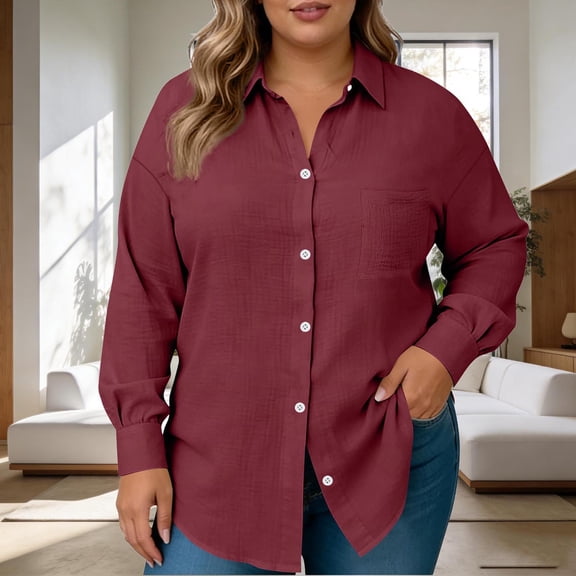 Fewfanhot Plus Size Clothes for Women Button Down Shirts Short Sleeve Loose Collared V Neck Tunics Summer Tops Work Casual Business Blouses