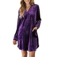 thumbnail image 1 of Fewfanhot Plus Size Dresses Velvet Button Down T Shirts Swing Mini Dress Casual Long Sleeves Lapel Tunic Tops, 1 of 8