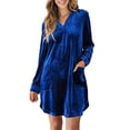 thumbnail image 1 of Fewfanhot Plus Size Dresses Velvet Button Down T Shirts Swing Mini Dress Casual Long Sleeves Lapel Tunic Tops, 1 of 8