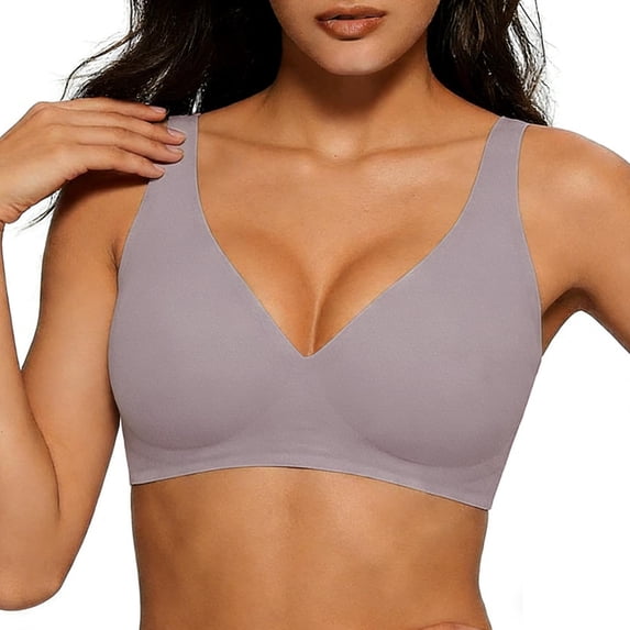 Fewfanhot Plus Size Seamless Sports Bra, Wireless Full Coverage Everyday Crop Top, Wide Adjustable Strap Comfort Maternity Bra for Light Support Lounge Wear