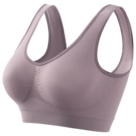 Fewfanhot Plus Size Sports Bra Wireless Seamless Yoga Workout Bralettes with Removable Pads
