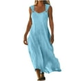 thumbnail image 1 of Fewfanhot Plus Size Summer Dresses Cotton Linen Casual Loose Pockets Long Dress Plain Sleeveless Tank Dress, 1 of 8
