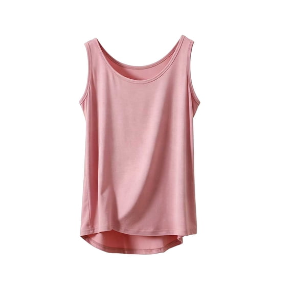 Fewfanhot Plus Size Women Sleeveless Tank Top, Round Neck Solid Color Casual Summer Blouse, Loose Fit Layering Basic Cami, S-3XL