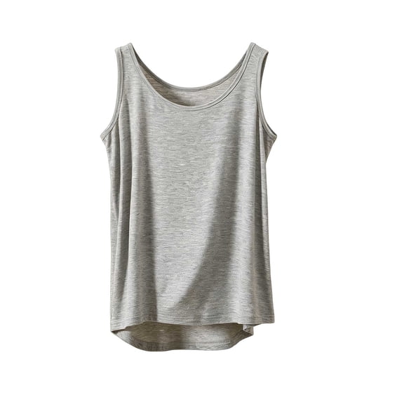 Fewfanhot Plus Size Women Sleeveless Tank Top, Round Neck Solid Color Casual Summer Blouse, Loose Fit Layering Basic Cami, S-3XL