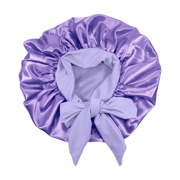 Fewfanhot Satin Bonnets for Every Women & Men - Elastic Wide Band Hair Wrap Cap for Curly Hair - Shower Cap for Sleeping