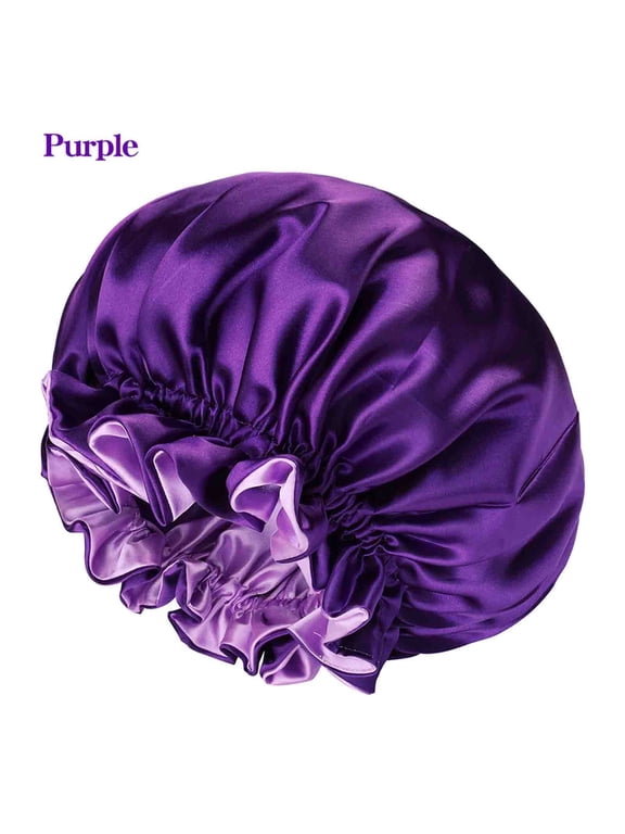 Fewfanhot Satin Bonnets for Women & Men - Elastic Wide Band Hair Wrap Cap for Curly Hair Shower Cap