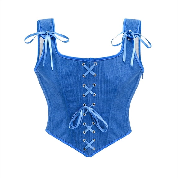Fewfanhot Shapewear Underwear Vintage Lace Up Tie Front Bustier Shapewear Top Renaissance Corset Tops for Women