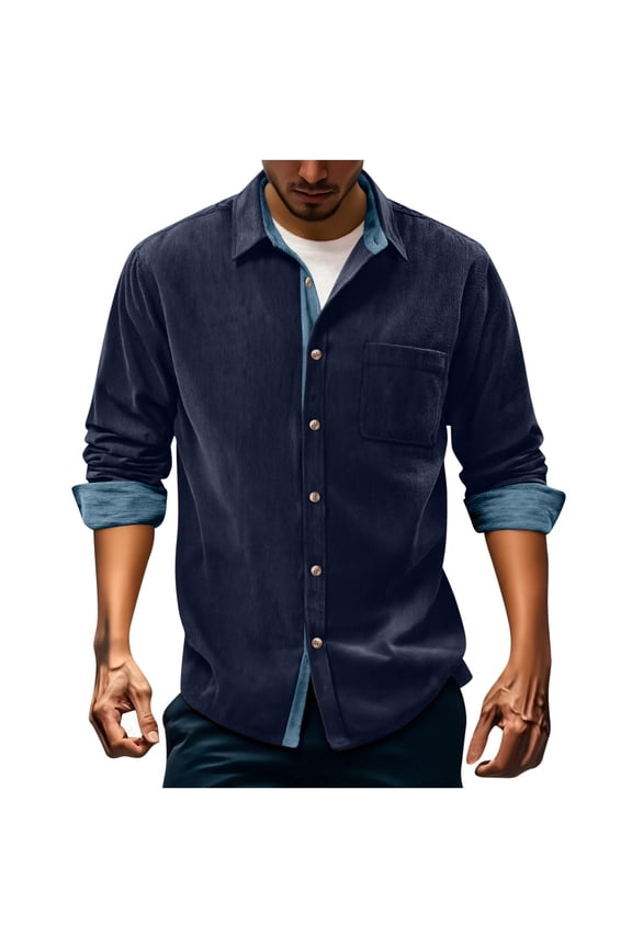 Shirts for Men Casual Shirts Button Down Shirts Warm Long Sleeve Jacket with Flap Pockets