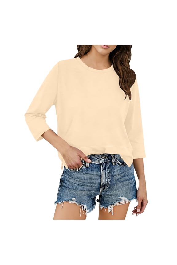 Shirts for Women Summer 2026 Fashion Trendy Boat Crew Neck Smocked Work Dressy Casual T Shirt Blouses