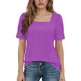 thumbnail image 1 of Fewfanhot Shirts for Women Summer Short Sleeve Shirts Square Neck Spring Outfits 2026 Fashion Clothing Blouses, 1 of 7