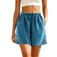 thumbnail image 1 of Fewfanhot Shorts for Women Drawstring Waist Loose Button Summer Casual Comfortable Breathable Shorts, 1 of 6