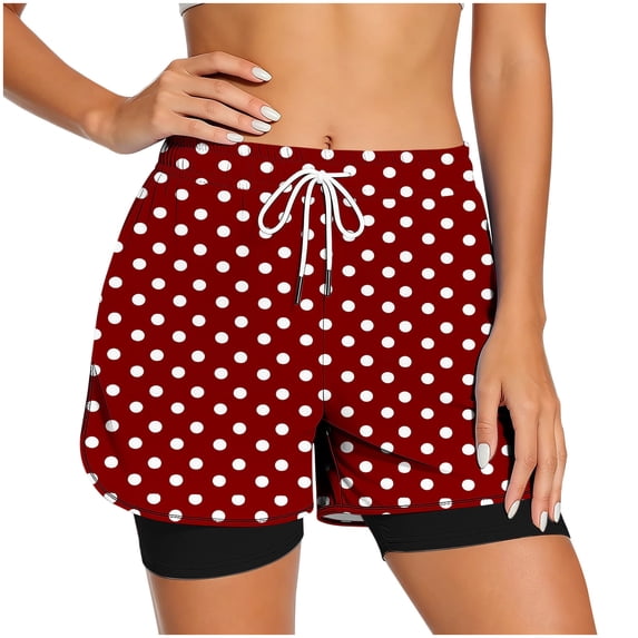 Fewfanhot Shorts for Women Polka Dot Womens High Waist Shorts Loose Wide Leg Shorts