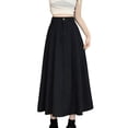 thumbnail image 1 of Fewfanhot Skirts for Women Trendy A-Line Skirt with Pockets Elastic High Waist Maxi Skirt, 1 of 7
